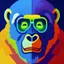 Placeholder: Colorful Gorilla vector, neon colors, bold colors, head shot, vibrant, 2d, 3/4 angle,