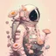 Placeholder: "floral astronaut" hand-drawn digital art, muted tones, flowers everywhere, REALISTIC, anime, 4k, colorful