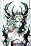 Placeholder: girl queen of demons, manga style, line arts illustration