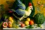 Placeholder: Zwei Katzen (auf der Terrasse) Auguste Renoir the head of a Cacatua ducorpsii, fruits, vegetables, still life, style Arcimboldo