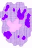 Placeholder: Footprint on cloud. Mosaic. Made of Ghosts. Use only white, black, and purple.