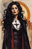 Placeholder: Painting of Salma Hayek as a Goth vampire girl, in the Expressionist style of Egon Schiele, Oskar Kokoschka, and Franz Marc, in muted natural colors