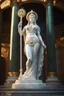 Placeholder: highly detailed marble and jade statue on a plint of the roman goddess of the sun. sun halo around head. beautiful face. beautiful legs. beautiful feet. big bosom. full body shot, volumetric fog, Hyperrealism, breathtaking, ultra realistic, unreal engine, ultra detailed, cyber background, Hyperrealism, cinematic lighting, highly detailed, breathtaking, stunning temple environment