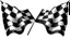 Placeholder: 2 checkered finishing flags crossed , black and white vector