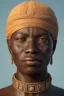 Placeholder: african head portrait, warrior costume, village, meditation, woods, galaxy sky, 8k quality