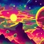 Placeholder: abstract amazing new planet from a different galaxy with beautiful mountains and nature and amazing sunset hues beautiful star and swirling galaxies North lights vibrant and colourful Rick and Morty