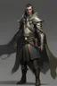 Placeholder: male high elf ranger wearingleather armor, a gray cloak and a mantle of brown feathers