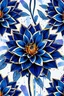 Placeholder: blue lush Dahlia flower vibrant brushstrokes. Use alcohol ink splatter for dynamic elements. 8K, with golden thin outlines Add an Art Nouveau aesthetic seamless pattern on white backgound