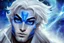 Placeholder: beauty cosmic warrior men with big blu eyes with white galattic clothes