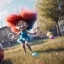 Placeholder: Ultra realistic circus scene. Sweet big hair monster flying, playing with Child’s, smile, happy, color bubbles, smooth color, waist up view, Wes Anderson style, a lot of people background, highly detailed, concept art, unreal engine 5, god rays, ray tracing, RTX, lumen lighting, ultra detail, volumetric lighting, 3d, finely drawn, high definition, high resolution.