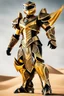 Placeholder: Full body photography,front_view,power ranger looking at viewer,traditional dress ornaments mechanical_armor,intricate armor, delicate golden filigree, intricate filigree, black metalic parts, detailed part,desert background, dynamic lighting