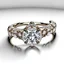 Placeholder: High-resolution render of exquisite bridal rings showcasing intricate details, Soft lighting highlighting the brilliance of the gemstones 1/2ct round center diamond and two marquise diamonds on each side of the center diamond