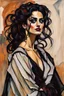 Placeholder: Painting of Penelope Cruz as a Goth vampire girl, in the Expressionist style of Egon Schiele, Oskar Kokoschka, and Franz Marc, in muted natural colors