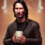 Placeholder: Me having coffee with a happy Keanu Reeves