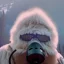 Placeholder: subject = (Yeti in a mask) background = (wildfires, mountains, fires, smoke, disaster)