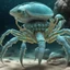 Placeholder: [the creature is in a transparent coccon] Ultra-photorealistic depiction of a female marine hybrid entity, not illustration, not CGI. Clearly feminine anatomy combined with non-human marine traits. One arm is replaced by a massive crab-like claw with rough calcified surface, mineral wear, micro-cracks, and traces of algae. Hair is entirely composed of thick organic tentacles, heavy at the roots and tapering naturally, with minimal visible suction cups and subtle bioluminescent variation. The bod