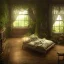 Placeholder: a gorgeous, stunning darkwood room with large window and gorgeous forest view, decorative pillows, candles, gauzy curtains, decorative foliage, plants, tranquil, 8k resolution, high-quality, fine-detail, digital art, detailed matte, volumetric lighting, illustration, 3D octane render, brian froud, howard lyon, selina french, annie stokes, lisa parker, greg rutowski,