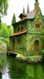 Placeholder: Bosch nightmares, A house by the lake designed in cave paintings painted by Paul Ranson ,