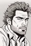 Placeholder: man with scruffy hair, stubble and a judgmental facial expression comic book style