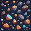 Placeholder: cartoon asteroids