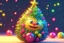 Placeholder: cute angel smiley and Christmas tree with colorful trimmings, star on top of tree, gifts, toys. high resolution, 64k, detail rendering, high quality, fantasy, soft warm lighting, fluffy eyelashes, macro photography, 3D rendering, hyperrealism, hyperesthetic, sharpen, CGI