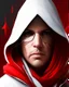 Placeholder: Draw an illustration with a red and white hood.