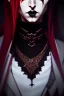 Placeholder: Smirking gothic vampire, waist up portrait, gloomy, 8k resolution, intricate details, ornate details, soft lighting, vibrant colors, retroanime, masterpiece, intricate eyeliner, dark eyeshadow, eyes, intricate tattoos, Medieval background