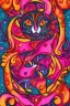 Placeholder: Gemini zodiac sign, cats, pink, orange, red, hyper realistic