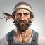 Placeholder: muscular 30 year old fisherman with large eyes and mutton chops and an aprons realistic digital art