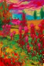 Placeholder: A magenta garden with crickets painted by Vincent van Gogh