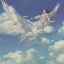 Placeholder: White Angel in Front of the Sun spreading Wings in the sky Clouds