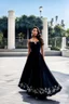 Placeholder: very beautiful lady wearing pretty maxi flared dress