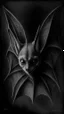 Placeholder: pencil drawing of bat, Spooky, scary, halloween, black paper