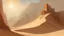 Placeholder: Dune like world, with a building cut into rock, Marc Simonetti