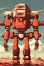 Placeholder: anthropomorphic mecha, railgun in robot's hand, industrial style, mars background, soviet era photo