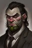 Placeholder: Portrait of a half-ogre well dressed, scars on his face