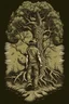 Placeholder: Art illustration of a treekking person tshirt style