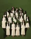 Placeholder: a group of women with mask standing on top of a lush green hillside, inspired by Ren Hang, design milk, long black hair, whites, wanderers traveling from afar, trending on artisation, cloning spell, coat pleats, in twin peaks, submarine, by Helen Thomas Dranga, symetry, round-cropped, noire photo