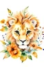 Placeholder: watercolor lion cub with flowers logo voluminous