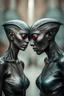 Placeholder: A surrealistic portrait of two alien lovers, their eyes locked in a passionate . HOF, full size, (((realism, realphoto, photography, portrait,beautiful, charming, professional photographer, captured with professional DSLR camera, 64k,