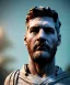 Placeholder: Gran angular, Realistic image, roman sculpture, royal marble material, Lionel Messi, Laurel wreath model, miguel angel style, emperador, God light, god rays, 4k resolution, ornate details, soft lighting, unreal engine 5, soft cyan background.