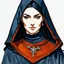 Placeholder: dnd, fantasy, watercolour, portrait, illustration, female, face, cultist, dark, ruthless, merciless