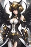 Placeholder: Fullbody of Steampunk armor, burka,beautiful angel wings, angry,malicious, goddess, warrior girl, crystal, broken glass, jewelry, ornements, half opened mouth, starcraft, magical orbe, cat eyes,white face,scifi, technology, photography