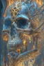 Placeholder: A beautiful highly detailed ornate intricate portrait of a flaming demon skull made of shiny obsidian glass :: reflective, glassy :: subtractive lighting, backlit :: by John William Waterhouse, Greg Rutkowski, HR Giger :: hyperrealistic, hyper detailed, photorealistic :: epic, incredible composition, amazing depth, meticulously composed, 16k resolution concept art :: fantasy magazine cover art