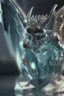 Placeholder: transparent gemstone gargoyle, in chrome casino, high detail, 8k, cinematic, depth of field, art