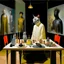 Placeholder: UN conference.a cat and human flesh-like surgical instruments and universe-like a pigeon and neuralink, surrealism,minimalism,Painting By Adrian Ghenie, Rene Magritte, Salvador Dali, Lucian Freud