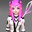 Placeholder: ROBLOX woman character pink hair with horns with white t-shirt and black tie