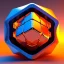 Placeholder: a blue metallic 4d cube inside a 4d orange rotating cube in a 4 dimension environment