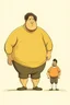 Placeholder: a fat man with a thin light beard bulling a thin tall man with a short afro cut by siting on him. Cartoon.