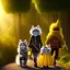 Placeholder: cute fluffy lion and scarecrow and tin-man and kitten on a journey into the woods walking on a yellow brick road, cute adorable pop surrealism, lowbrow art, realistic, street fashion, fluffy , pixar style, hyperrealism, rococo, Pixar, Disney, concept art, 3d digital art, Maya 3D, ZBrush Central 3D shading, bright colored background, radial gradient background, cinematic, Reimagined by industrial light and magic, 4k resolution post processing 8k resolution holographic astral cosmic illustration